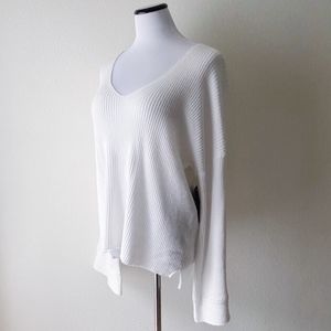 Free Press White V-Neck Sweater - Medium NWT
